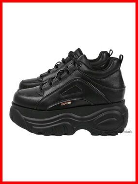 Platform Chunky Sneakers Lace-Up Split Leather Casual Dad Shoes